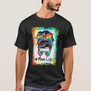 T-shirt Maman Vie Messager Bun Chêne Lunettes de soleil Ti