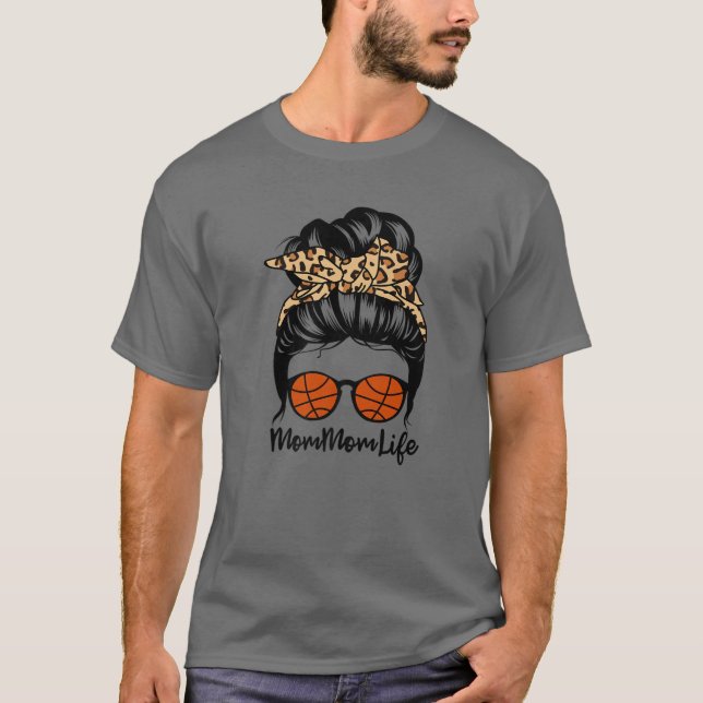T-shirt Maman Vie Messager Bun Cheveux Funny Basketball Ma (Devant)