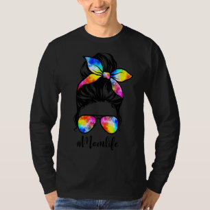T-shirt Maman Vie Messy Bun Élastique à cheveux Dye Femmes