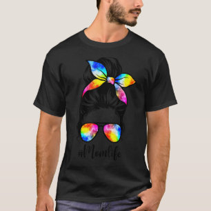 T-shirt Maman Vie Messy Bun Élastique à cheveux Dye Femmes