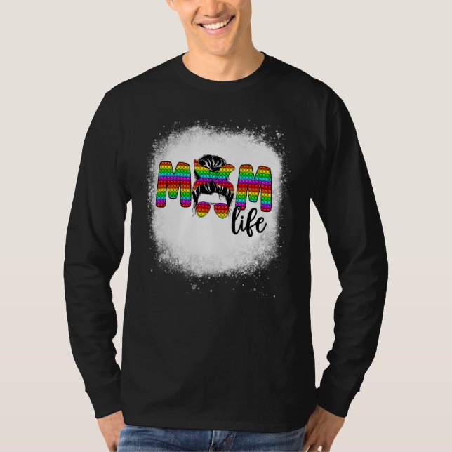 T-shirt Maman Vie Messy Bun Femmes Pop It Push It Fidget T (Devant)