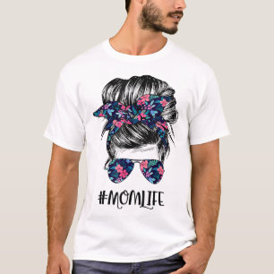 T-shirt Maman Vie Messy Cheveux Bun Femmes Fête des Mères