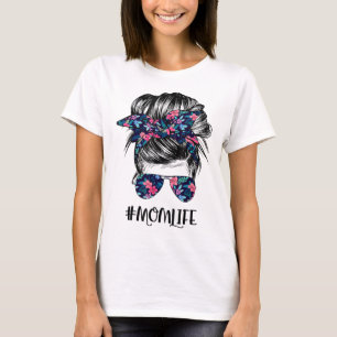 T-shirt Maman Vie Messy Cheveux Bun Femmes Fête des Mères 