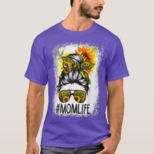 T-shirt Maman Vie Messy Cheveux Bun Tournesol Femmes Mère 