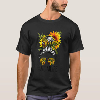 T-shirt Maman Vie Messy Cheveux Bun Tournesol Femmes Mère 