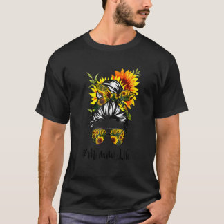 T-shirt Maman Vie Messy Cheveux Bun Tournesol Femmes Mère