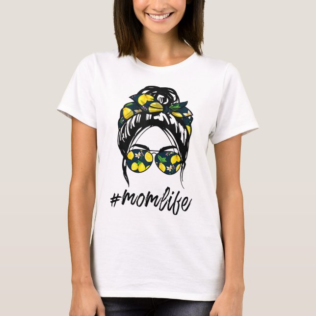T-shirt Maman Vie pour femmes citron jaune Lunettes de sol (Devant)
