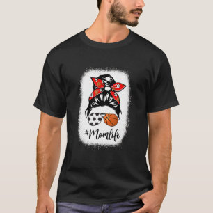 T-shirt Maman Vie Soccer Crâne Basketball Messy Bun Mère'