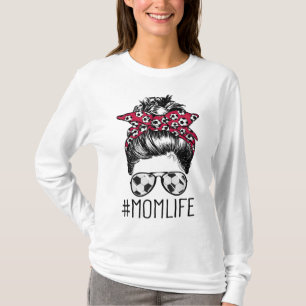 T-shirt Maman Vie Soccer Maman Fête des mères Messager Bun