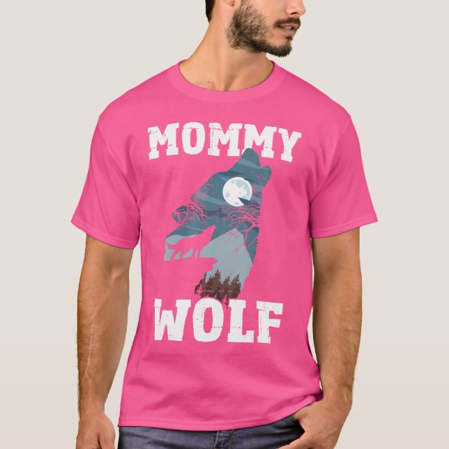 T-shirt Maman Wolf Silhouette Maman Howling Wolf Mère Da (Devant)