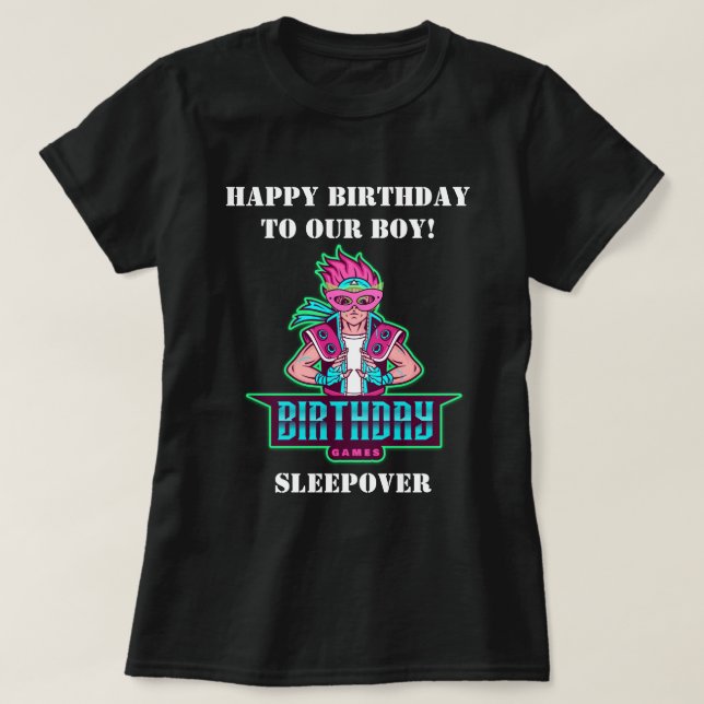 T-shirt Maman's Superhero rose et vert avatar anniversaire (Design devant)