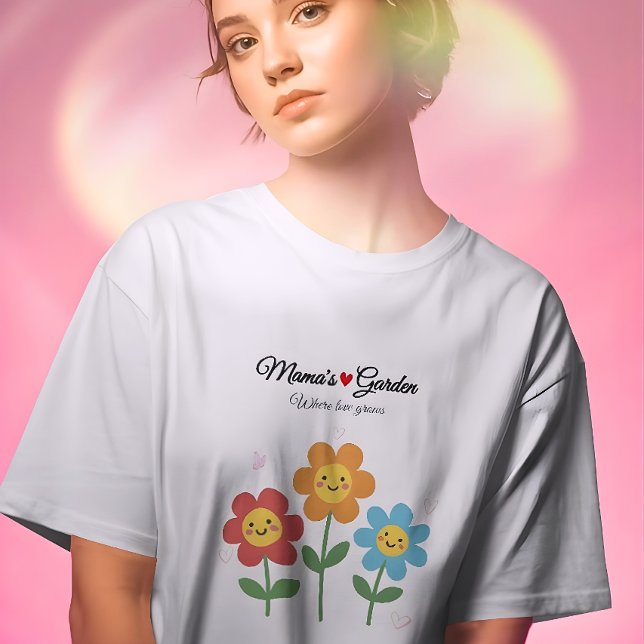 T-shirt  Mama's Garden Where Love Grows | Floral Typograph (Créateur téléchargé)