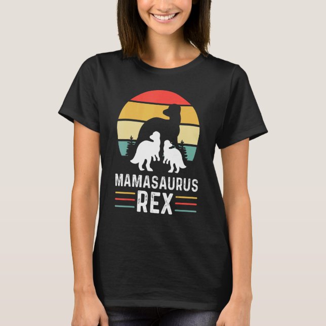 T-shirt Mamasaurus Mama Mère Enfants Rex T Rex Dinos (Devant)