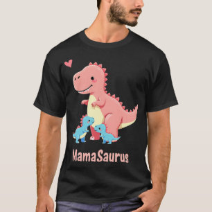 T-shirt MamaSaurus maman et bébé jumeau T-Rex Dinosaures