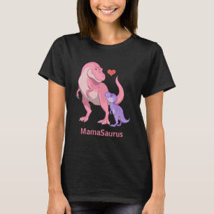 T-shirt MamaSaurus Pink T-Rex et Purple Baby Dinosaur