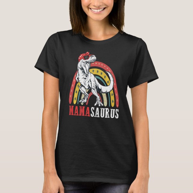 T-shirt Mamasaurus Rex Dinosaur Arc-en-ciel Mama Saurus Mo (Devant)