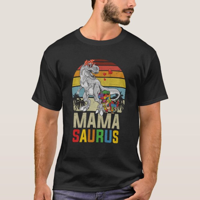 T-shirt Mamasaurus Rex Dinosaur Mama Saurus Autisme (Devant)
