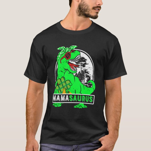 T-shirt Mamasaurus rex Dinosaur Mommy Saurus St patrick D (Devant)