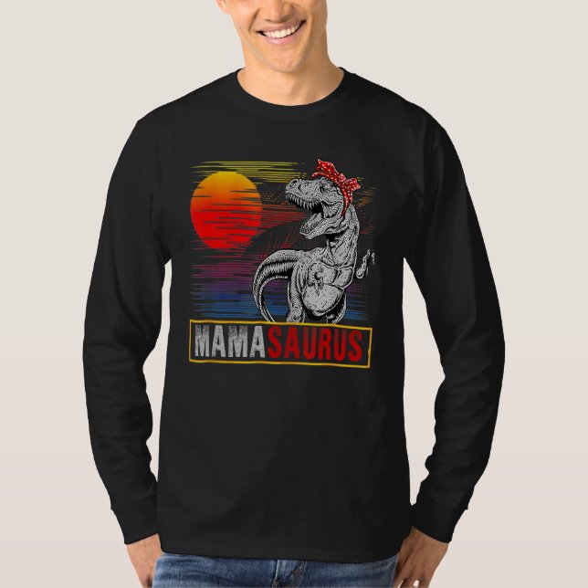 T-shirt Mamasaurus Rex Dinosaur Retro Sunset fête des mère (Devant)