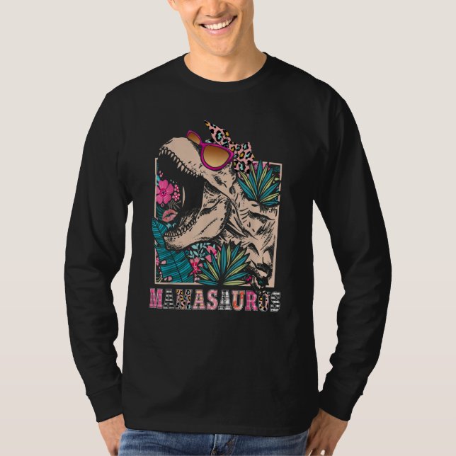 T-shirt Mamasaurus Rex Mom Dinosaur Leopard Flower Rex Mam (Devant)