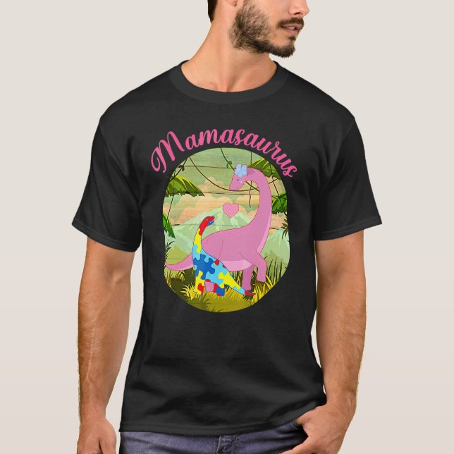 T-shirt Mamasaurus T Rex Dinosaur Mama Saurus Autisme Awar (Devant)