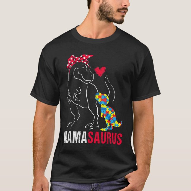 T-shirt Mamasaurus T Rex Dinosaur Mama Saurus Autisme Awar (Devant)
