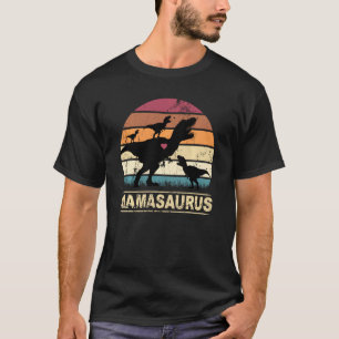 T-shirt Mamasaurus Triplet Dino Dinosaurus Sunset Rex Dino