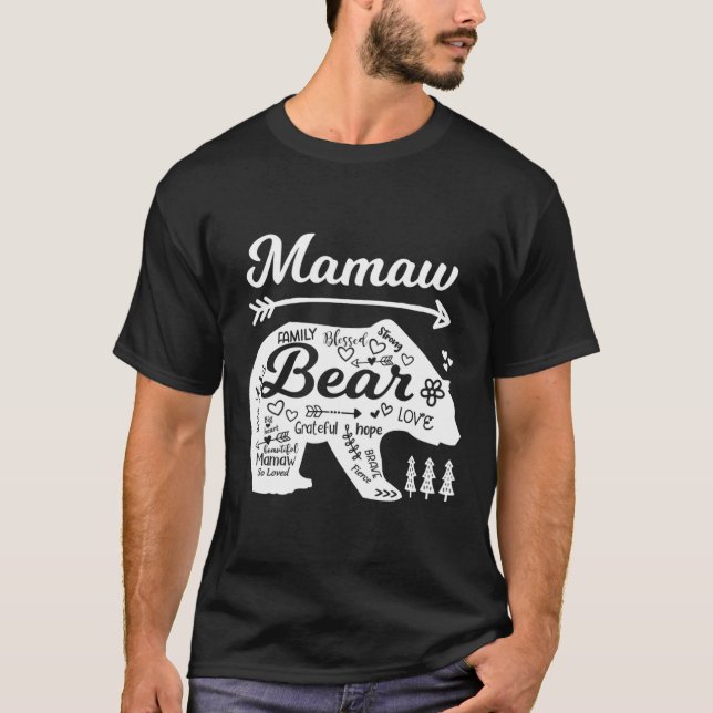 T-shirt Mamaw Bear Mots Of Love With Doodle Graphics Gran (Devant)