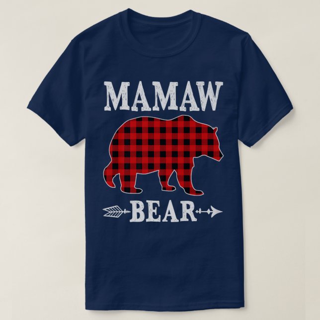 T-shirt Mamaw Bear Pajama de Noël Buffalo Rouge Plaid Fami (Design devant)
