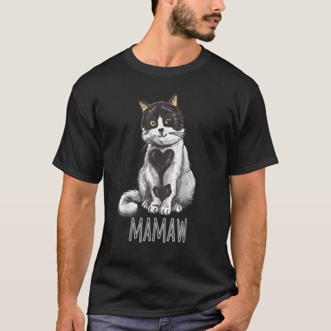 T-shirt Mamaw Cat  Heart Valentine Love Valentines Day (Devant)