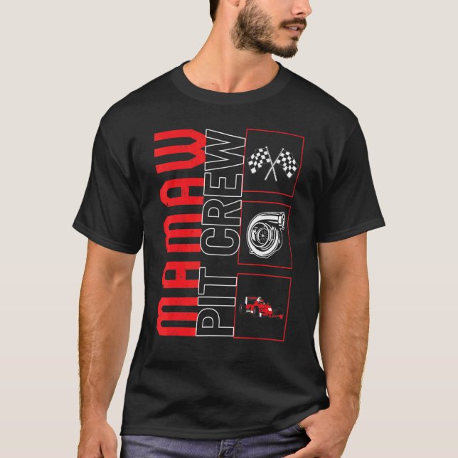 T-shirt Mamaw Pit Crew Voiture Course Course Pilote Raceca (Devant)