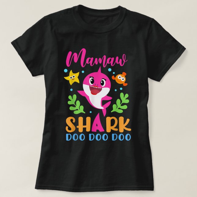 T-shirt Mamaw Shark Mamaw Shark Lover Fête des mères de fa (Design devant)