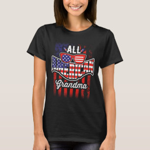 T-shirt Mamie Américaine Drapeau Usa Vintage Drôle Confort