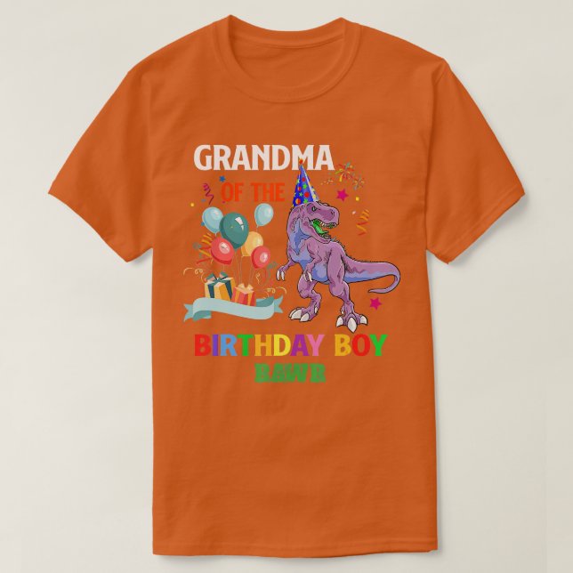T-shirt Mamie De L'Anniversaire Garçon Dinosaure Raptor Fu (Design devant)