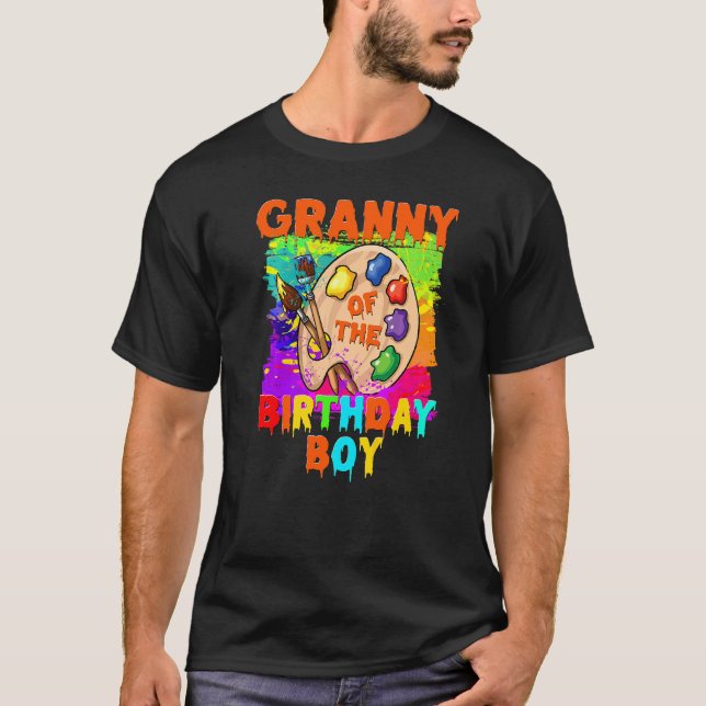 T-shirt Mamie De L'Anniversaire Peinture Garçon Famille B  (Devant)