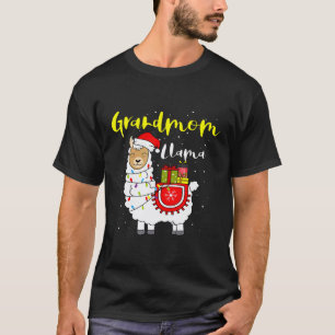 T-shirt Mamie Lama Éclaire Chapeau de Père Noël Xmas Pyjam