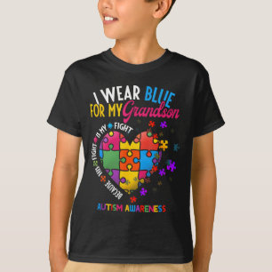 T-shirt Mamie Papy Je Porte Bleu Pour Mon Petit-Fils Autis