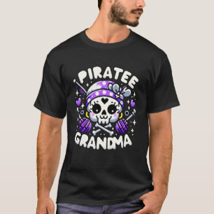 T-shirt Mamie Pirate Crâne et Os Croisés Femmes Mignonnes