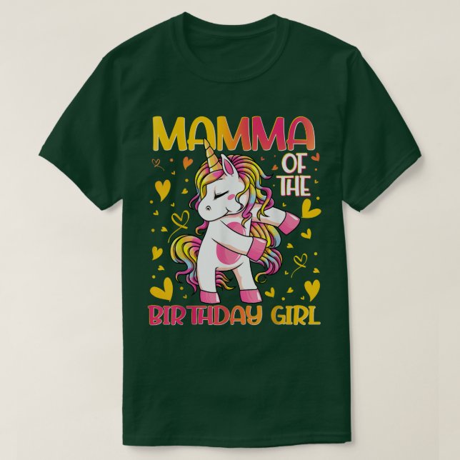 T-shirt Mamma de la fille d'anniversaire Flossing Unicorn  (Design devant)