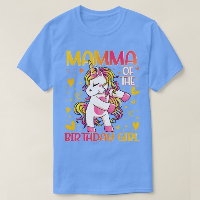 T-shirt Mamma de la fille d'anniversaire Flossing Unicorn  (Design devant)