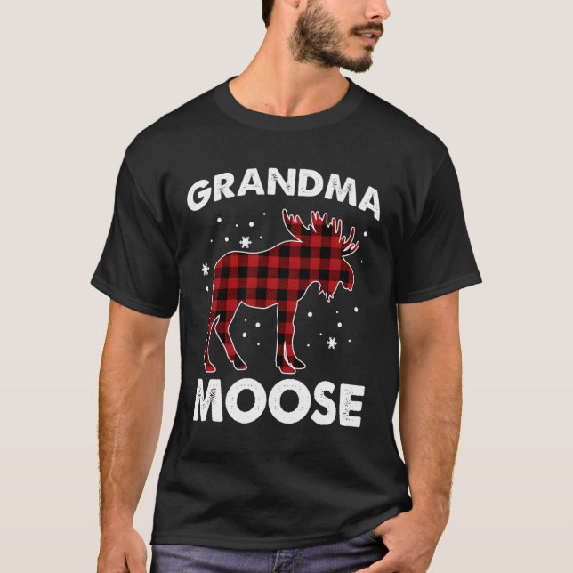 T-shirt Mamma Moose Red Plaid Buffalo Famille Correspondan (Devant)