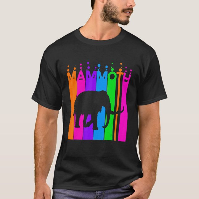 T-shirt Mammoth Animal Rainbow Bubble Avec Silhouette (Devant)