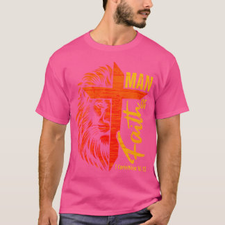 T-shirt Man Faith Cross Christian Lion Bible Écriture Ver