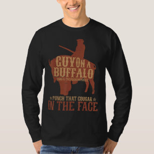 T-shirt Man Riding Buffalo Possum Possee Graphic Meme