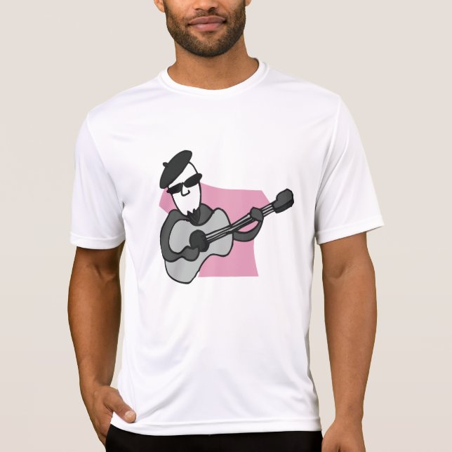 T-shirt Man Wearing Beret Playing Acoustic Guitar (Devant)