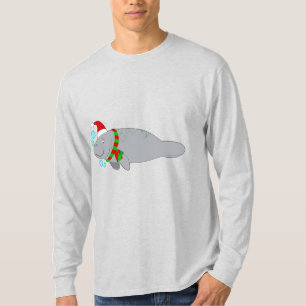 T-shirt Manate avec le chapeau de Santa et l'écharpe