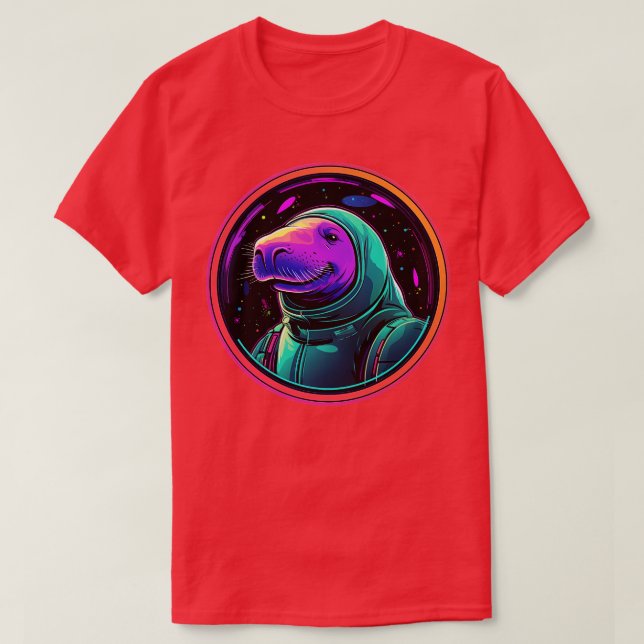 T-shirt Manatee drôle dans l'espace Astronaut de vache de  (Design devant)