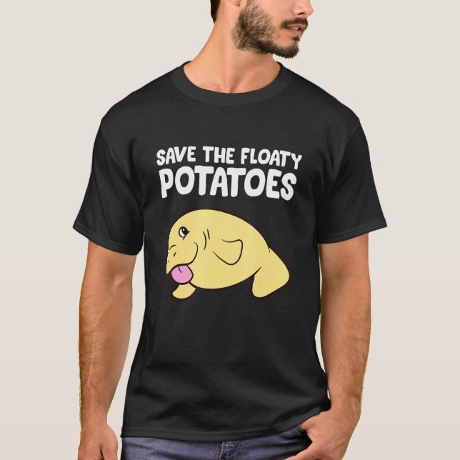 T-shirt Manatee Drôle Sauvez Les Pommes De Terre Flottante (Devant)