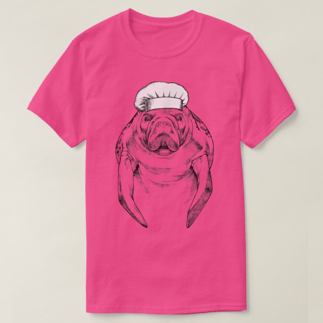 T-shirt Manatee Sea Cow Animal Chef Drôle Cuisine Cook (Design devant)