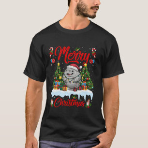 T-shirt Manatee Xmas Tree Lighting Santa Hat Manatee Chris